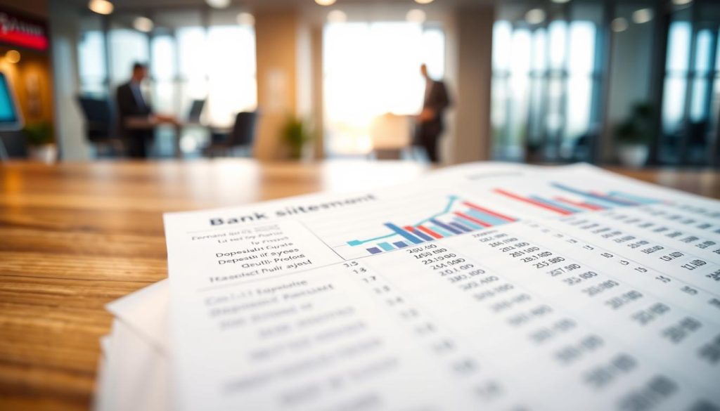A close-up view of a detailed bank account statement showcasing various financial transactions, highlighted in vibrant colors for clarity. In the foreground, focus on lines of numerical data, graphs representing income and expenses, and transaction types such as deposits and withdrawals. The middle layer features a neatly organized table layout with charts, drawing the viewer's attention to significant figures and trends. In the background, blurred images of a professional office environment evoke a sense of banking activity, with soft, natural lighting filtering through large windows. Capture the mood of analysis and scrutiny, illustrating the meticulous nature of financial reviews. Use a shallow depth of field to keep the account statement sharp and detailed while the background remains out of focus, ensuring a professional, analytical atmosphere. A close-up view of a detailed bank account statement showcasing various financial transactions, highlighted in vibrant colors for clarity. In the foreground, focus on lines of numerical data, graphs representing income and expenses, and transaction types such as deposits and withdrawals. The middle layer features a neatly organized table layout with charts, drawing the viewer's attention to significant figures and trends. In the background, blurred images of a professional office environment evoke a sense of banking activity, with soft, natural lighting filtering through large windows. Capture the mood of analysis and scrutiny, illustrating the meticulous nature of financial reviews. Use a shallow depth of field to keep the account statement sharp and detailed while the background remains out of focus, ensuring a professional, analytical atmosphere.